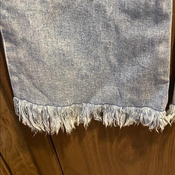 Risen Light Blue Flare Jeans with Fringe Hem - Picture 5 of 9